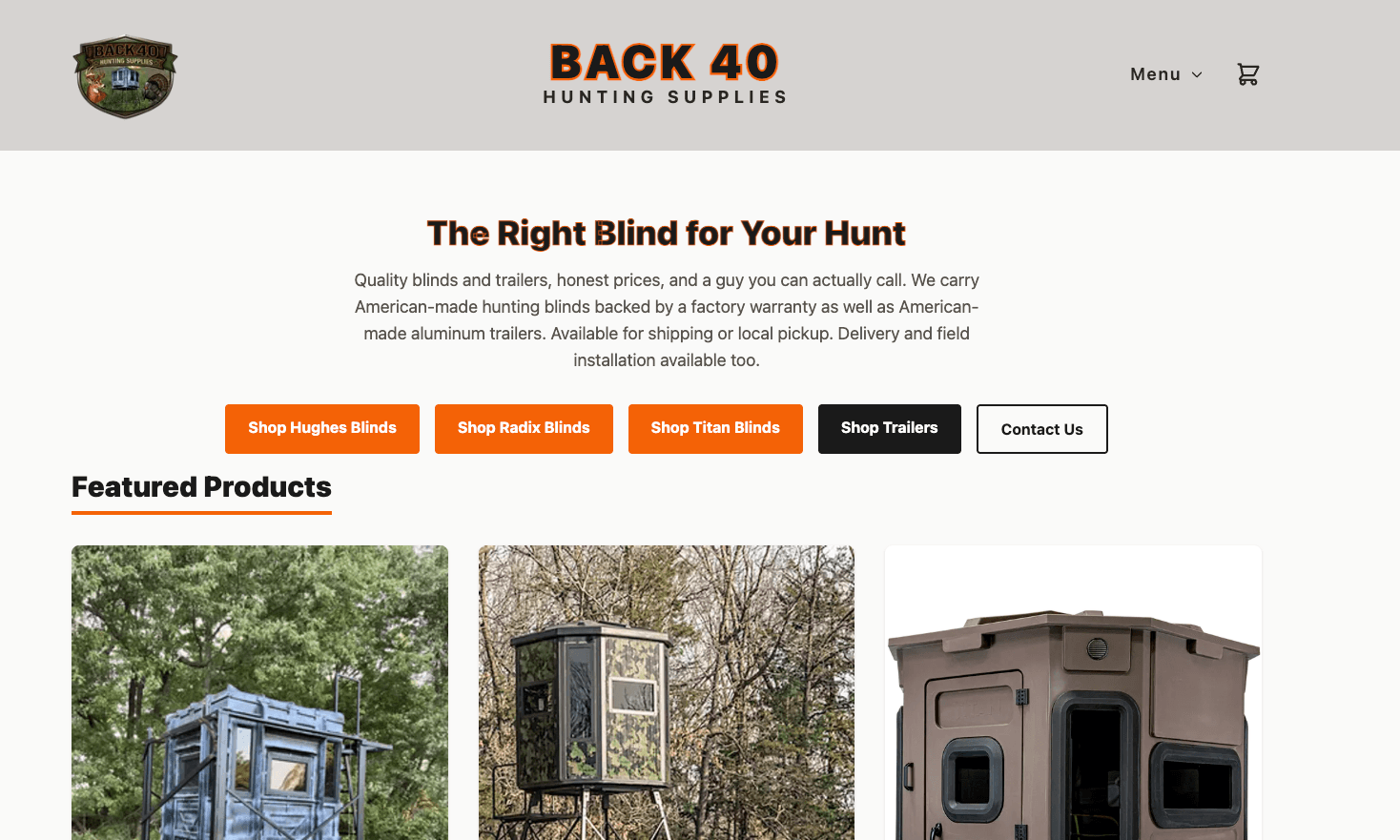 Back 40 Hunting Supplies Website
